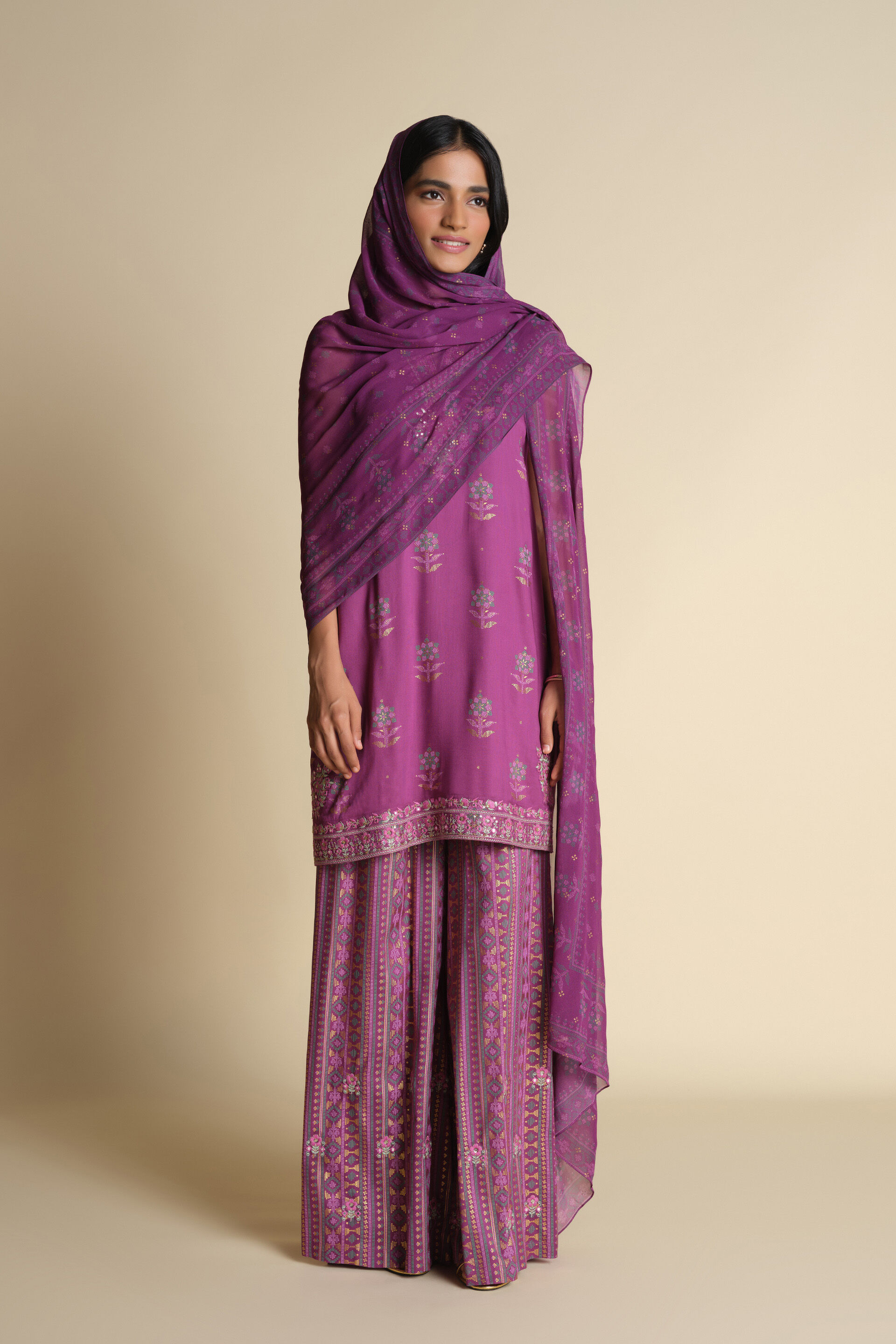 Kala Khatta Kurta Set, Purple, image 2